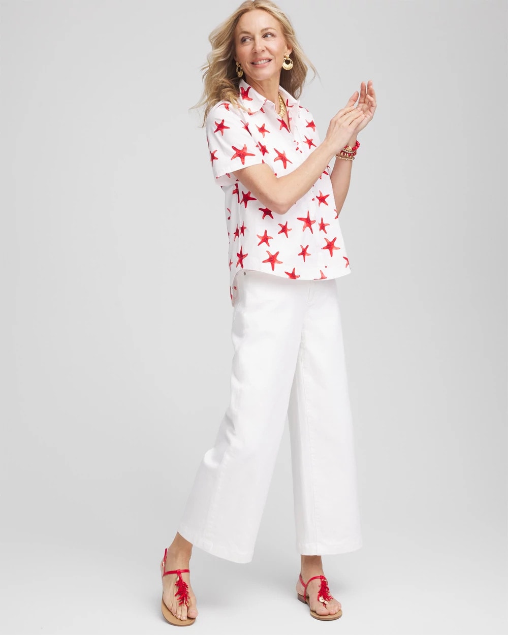 Chico's Clothing Starfish Short Sleeve Swing Shirt