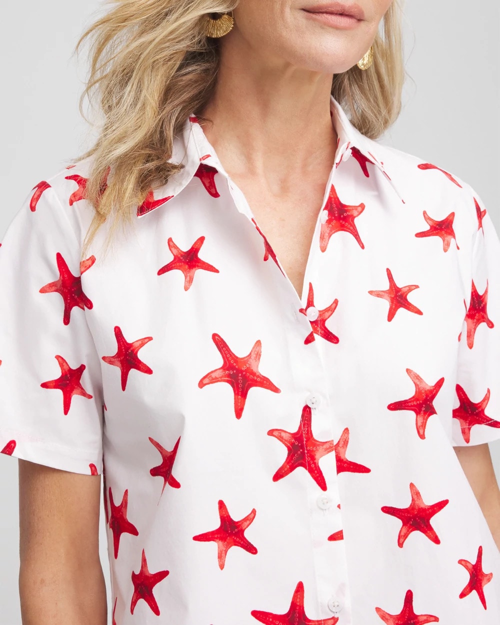 Chico's Clothing Starfish Short Sleeve Swing Shirt