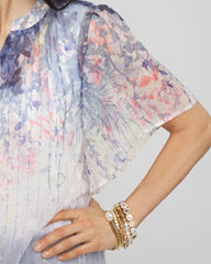 Chico's Clothing Jacquard Flutter-Sleeve Blouse