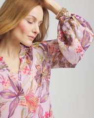 Chico's Clothing Floral Georgette Pintuck Blouse