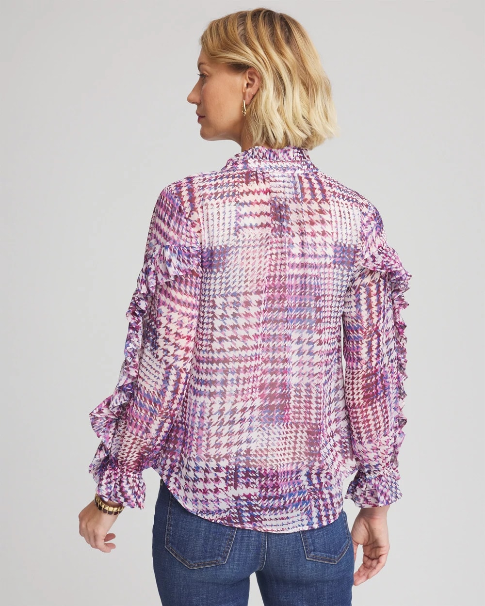 Chico's Clothing Gingham-Print Georgette Blouse