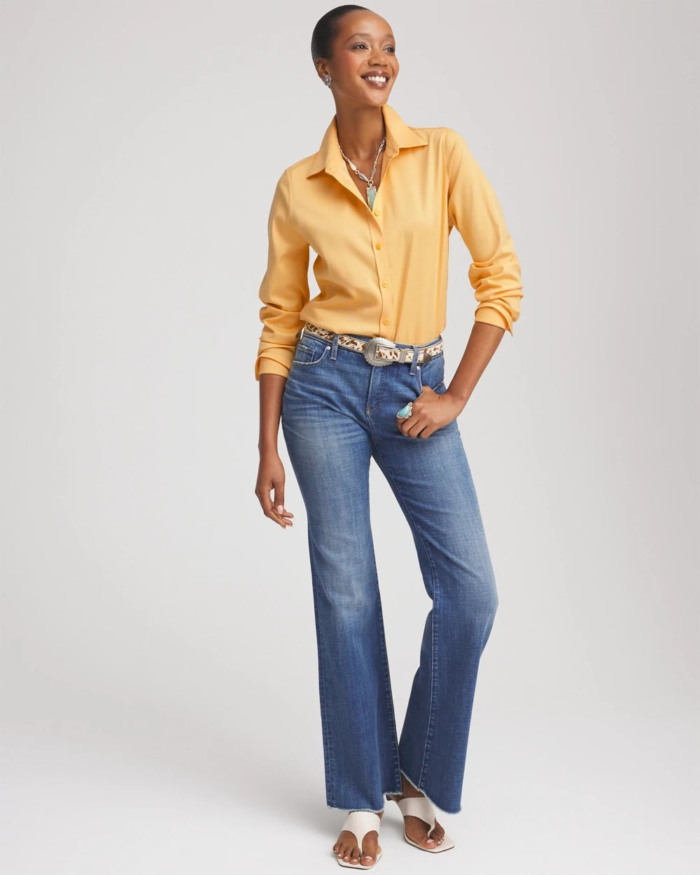 Chico's Clothing No Iron™ Stretch-Sateen Shirt