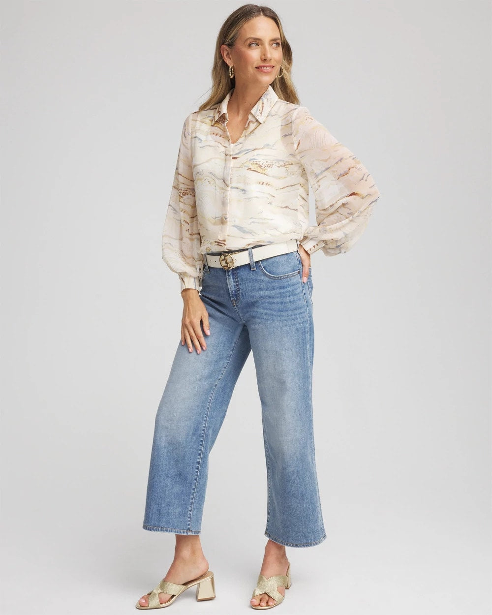 Chico's Clothing Georgette Blouson Sleeve Blouse