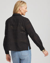 Chico's Clothing Embroidered Eyelet Collared Shirt