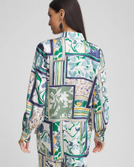 Chico's Clothing Faux Silk Coastal Collared Shirt