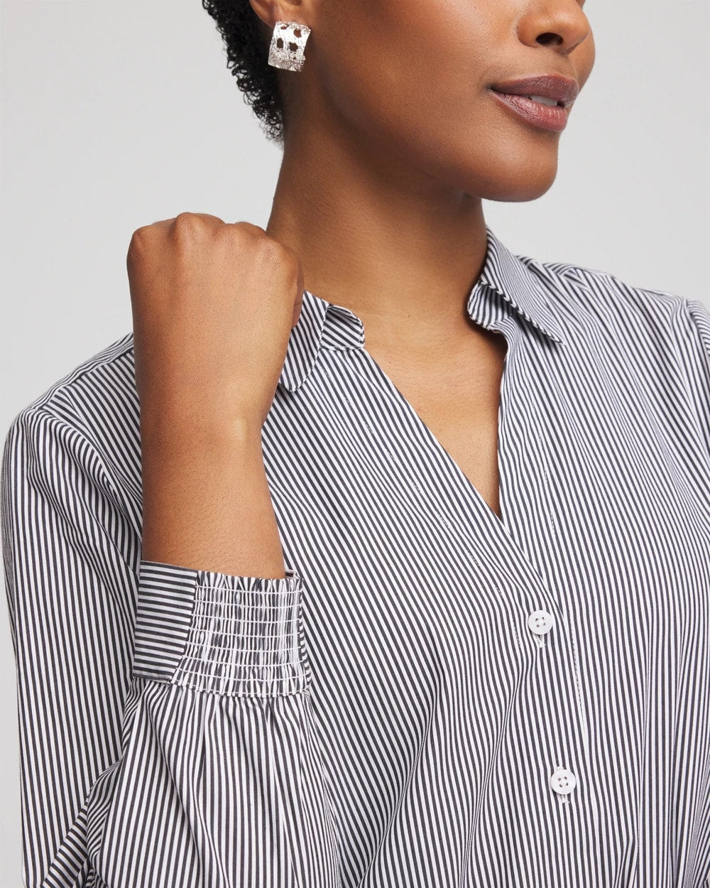Chico's Clothing Poplin Stripe Shirt