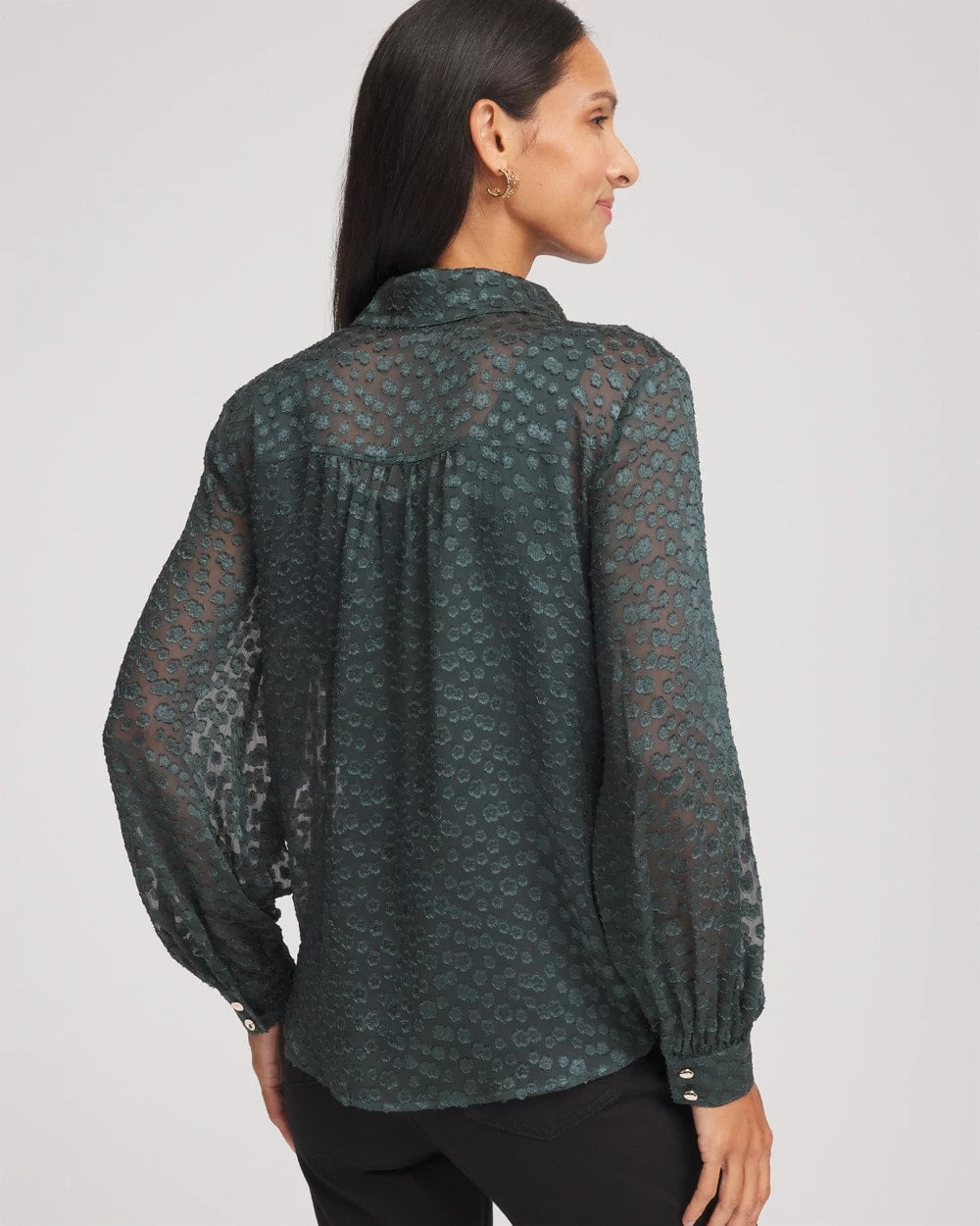 Chico's Clothing Clip-Dot Billow-Sleeve Blouse