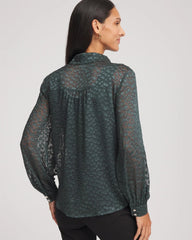 Chico's Clothing Clip-Dot Billow-Sleeve Blouse