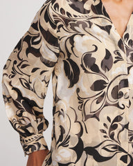Chico's Clothing Floral Burnout Blouson-Sleeve Blouse