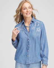 Chico's Clothing Embroidered Tencel™ Denim Shirt