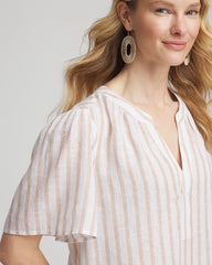 Chico's Clothing Striped Linen Popover Shirt