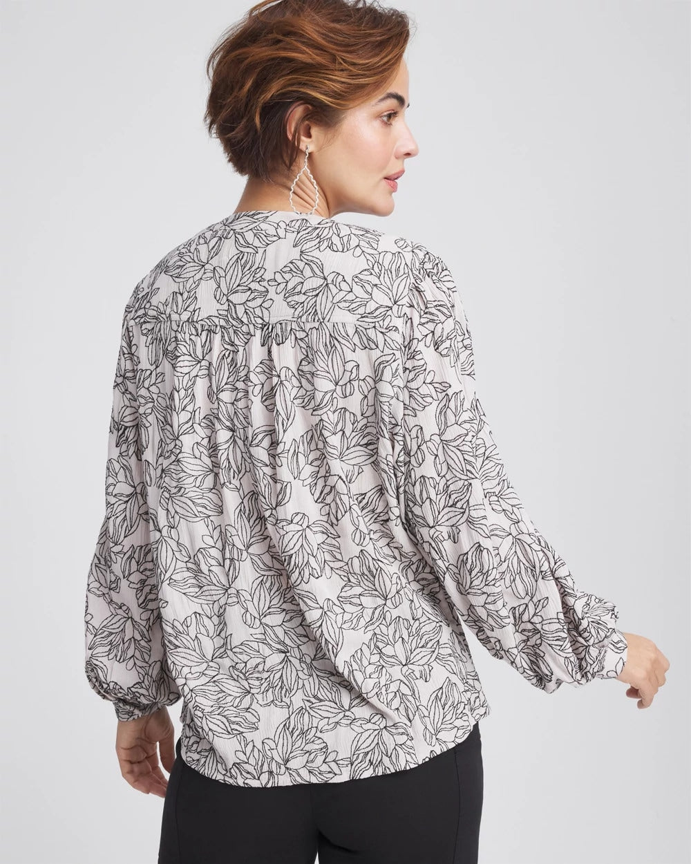 Chico's Clothing Crepe Embroidered Blouse