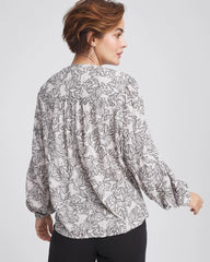 Chico's Clothing Crepe Embroidered Blouse