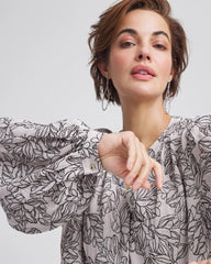 Chico's Clothing Crepe Embroidered Blouse