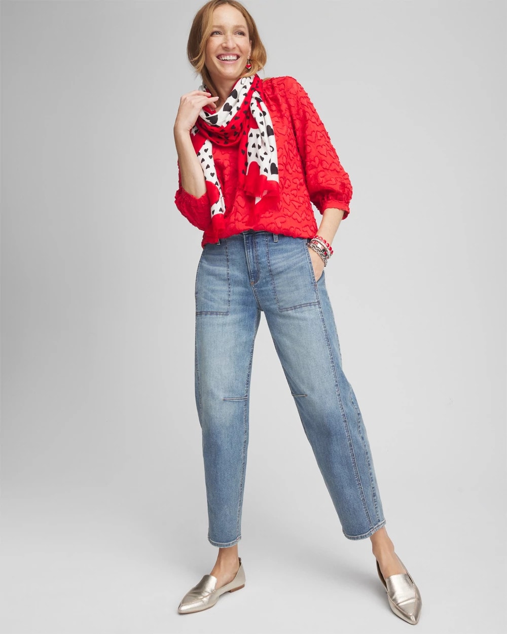 Chico's Clothing Embellished Valentine's Day Blouse