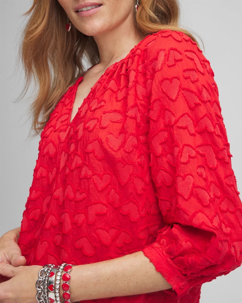 Chico's Clothing Embellished Valentine's Day Blouse