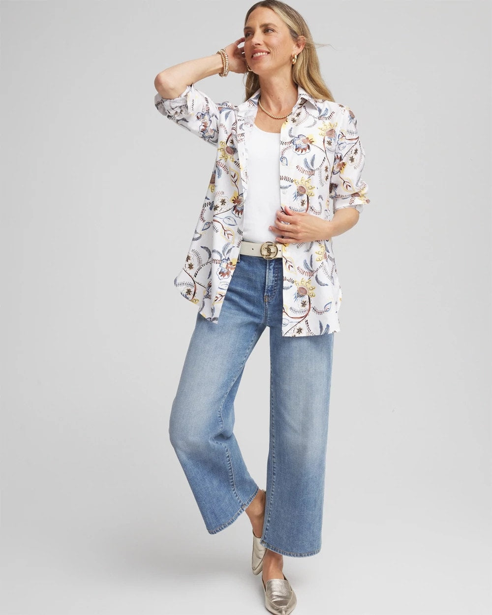 Chico's Clothing No Iron™ Long-Sleeved Floral Shirt