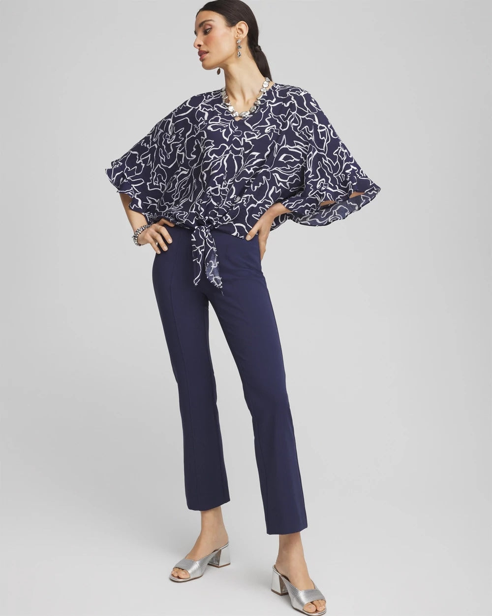Chico's Clothing Ecovero™ Tie-Front Frill Sleeve Blouse