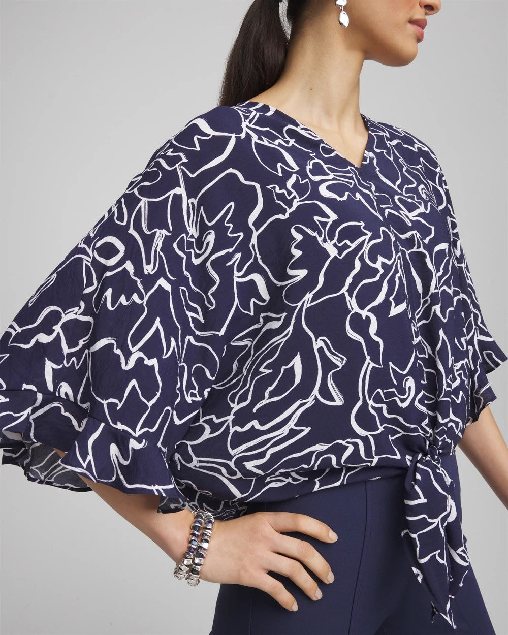 Chico's Clothing Ecovero™ Tie-Front Frill Sleeve Blouse