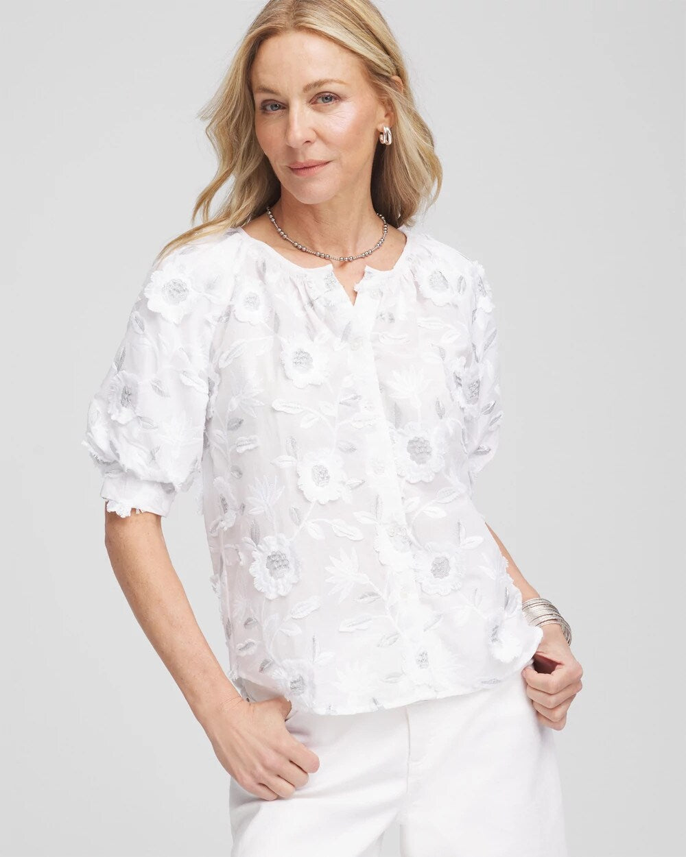Chico's Clothing Applique Embroidered Top