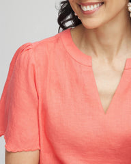 Chico's Clothing Linen Embroidered Hem Blouse