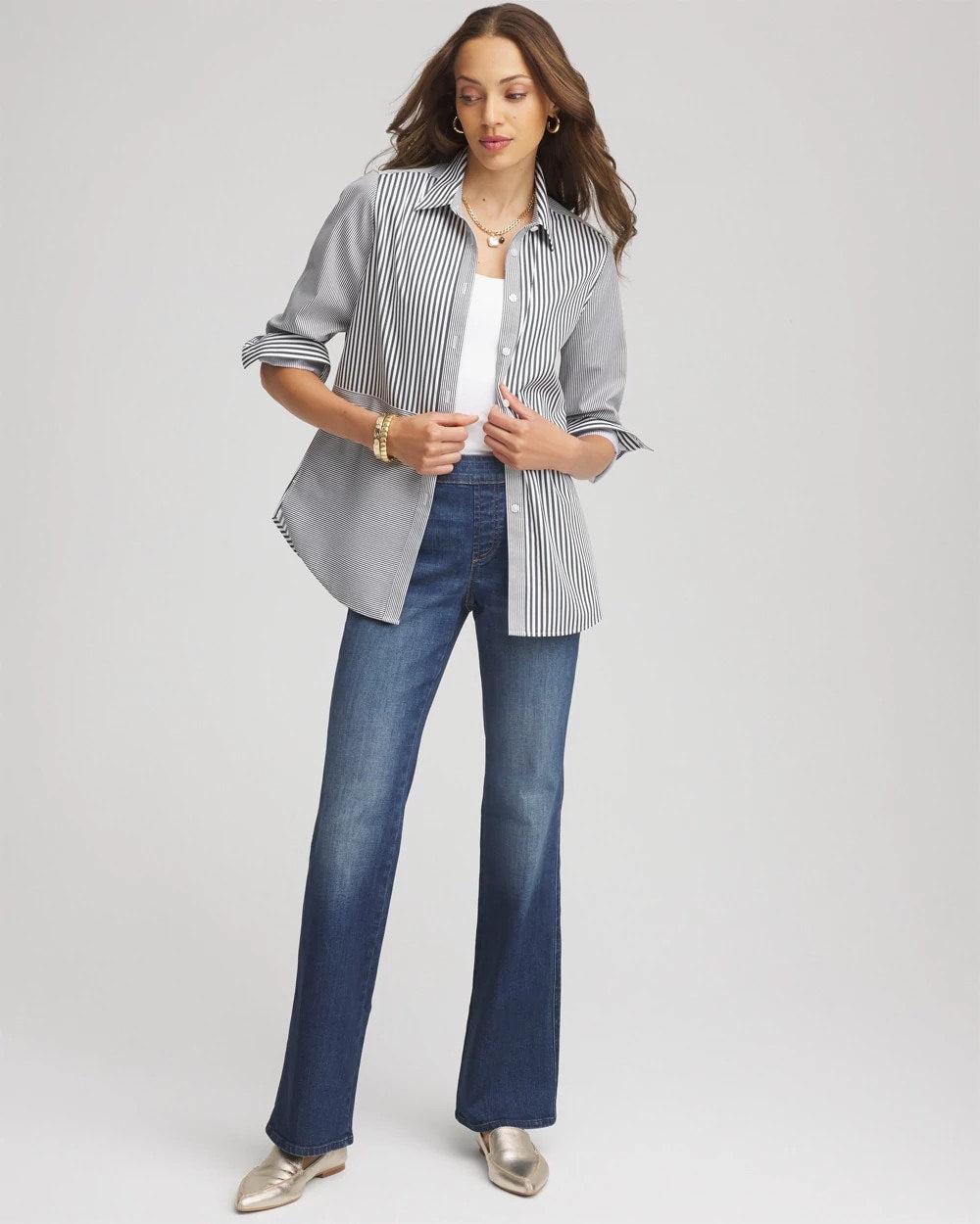Chico's Clothing No Iron™ Colorblock Striped Shirt