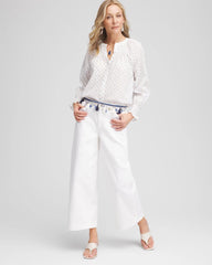 Chico's Clothing Smocked Split-neck Blouse