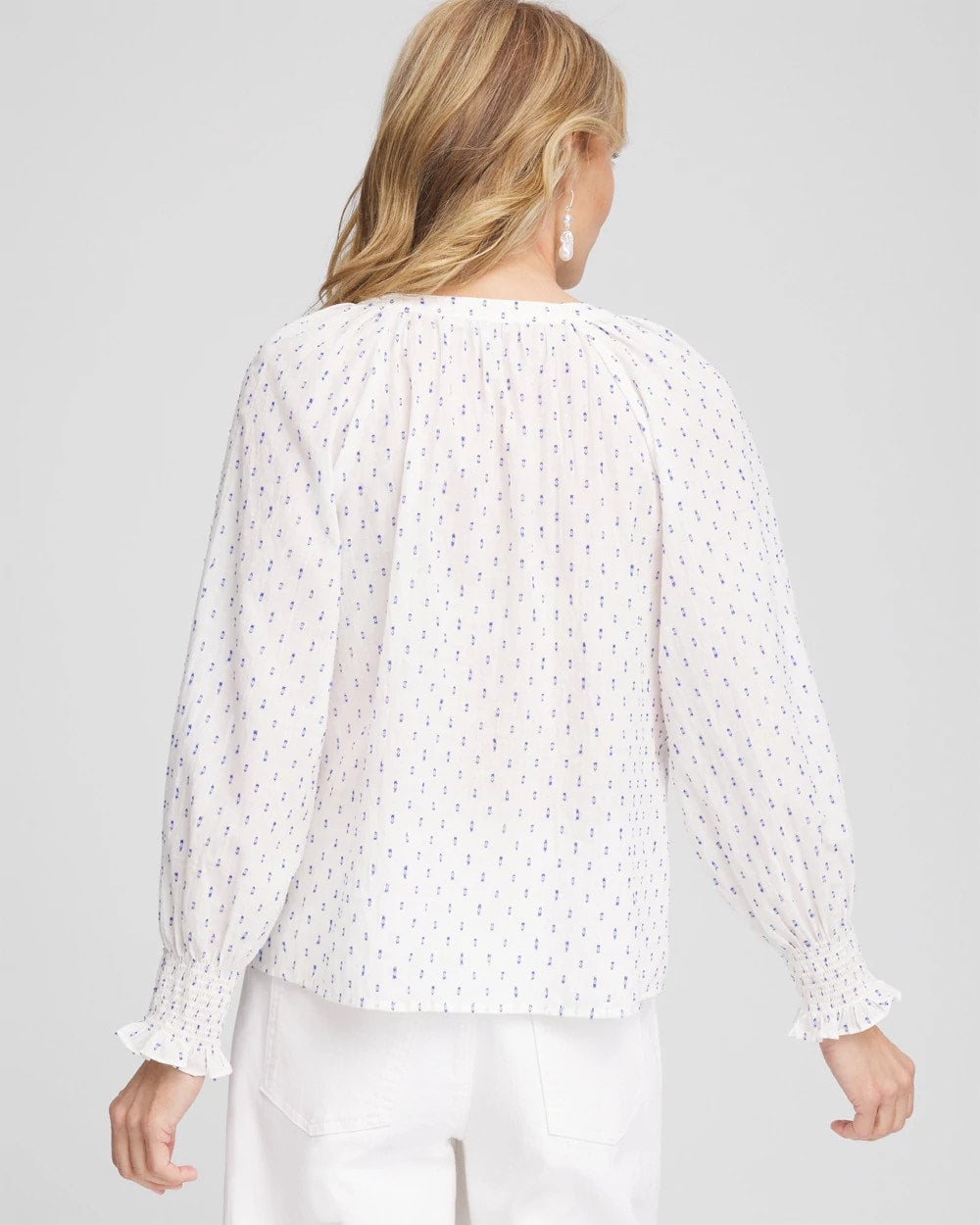 Chico's Clothing Smocked Split-neck Blouse