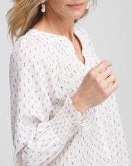 Chico's Clothing Smocked Split-neck Blouse
