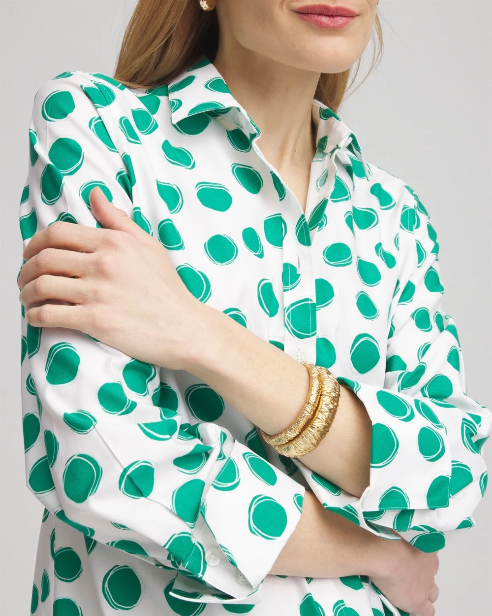 Chico's Clothing No Iron™ Polka-Dot Sateen Shirt