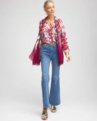 Chico's Clothing Abstract Ruffles Crinkle Blouse