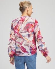 Chico's Clothing Abstract Ruffles Crinkle Blouse