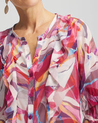 Chico's Clothing Abstract Ruffles Crinkle Blouse