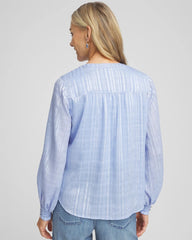 Chico's Clothing Split Neck Crinkle Blouse