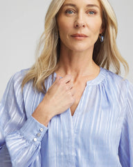 Chico's Clothing Split Neck Crinkle Blouse