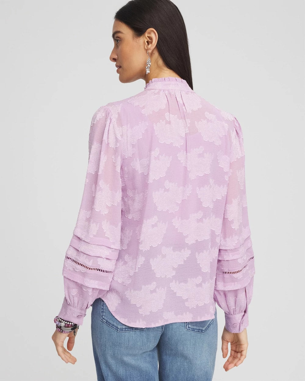 Chico's Clothing Textured Jacquard V-Neck Blouse