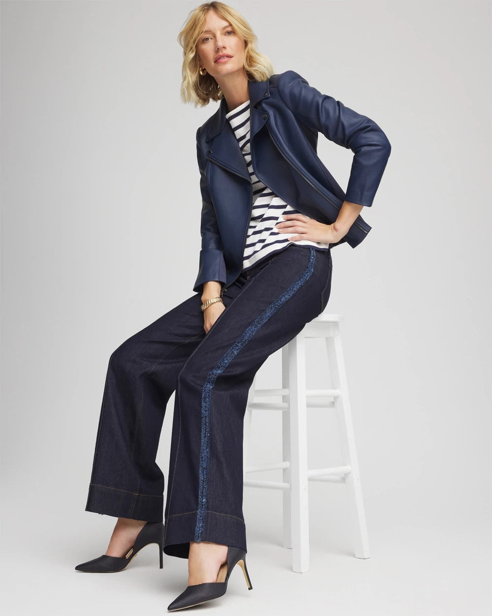 Chico's Clothing Frayed High-Rise Wide-Leg Jeans