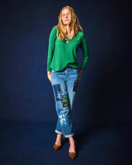 Chico's Clothing Boyfriend Patchwork Cropped Jeans