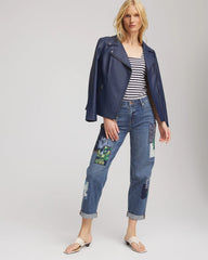 Chico's Clothing Boyfriend Patchwork Cropped Jeans