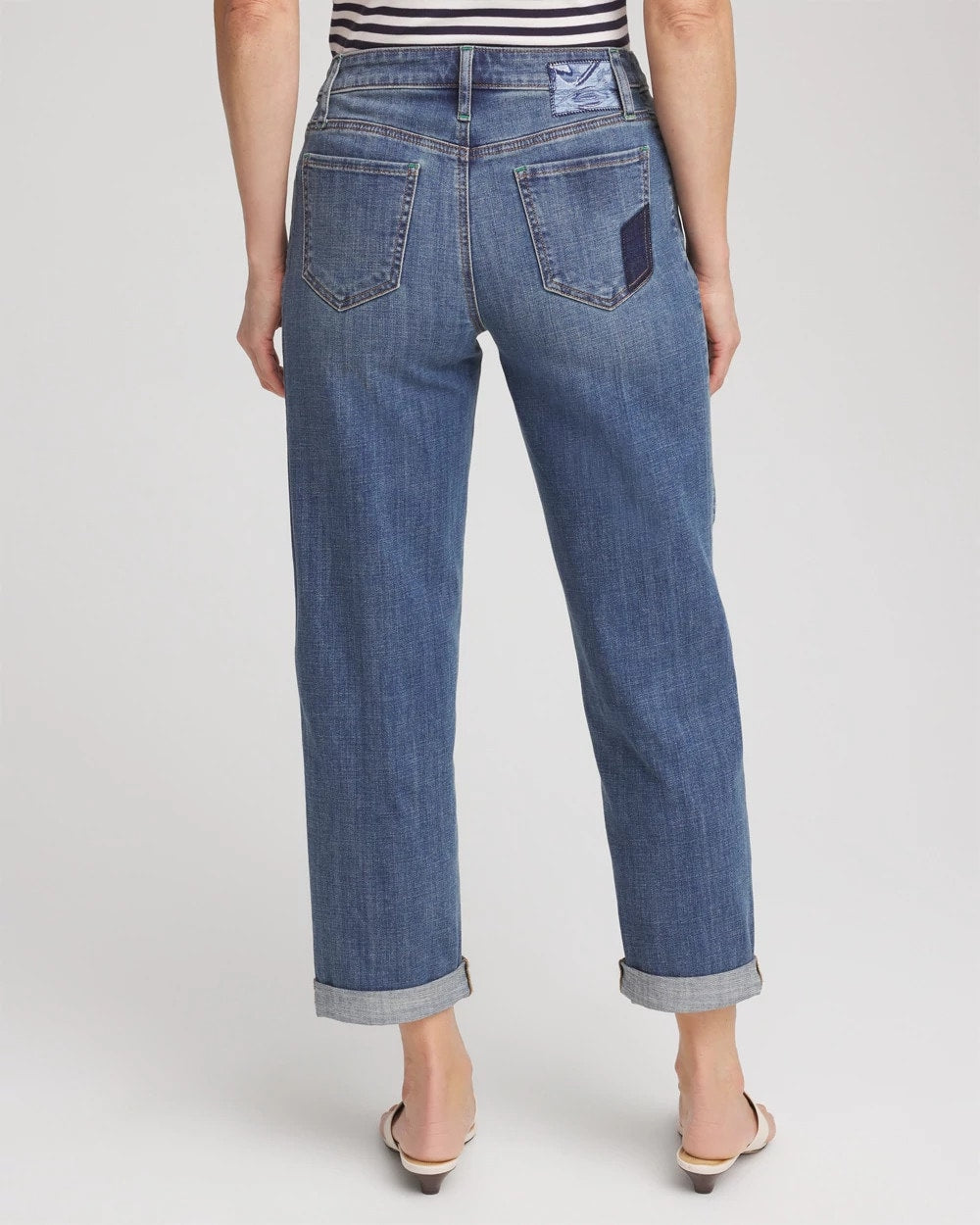 Chico's Clothing Boyfriend Patchwork Cropped Jeans