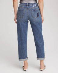 Chico's Clothing Boyfriend Patchwork Cropped Jeans