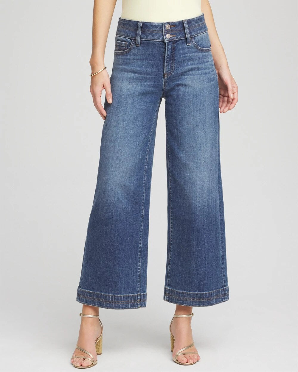Chico's Clothing Double Stitch Wide-Leg Cropped Pants