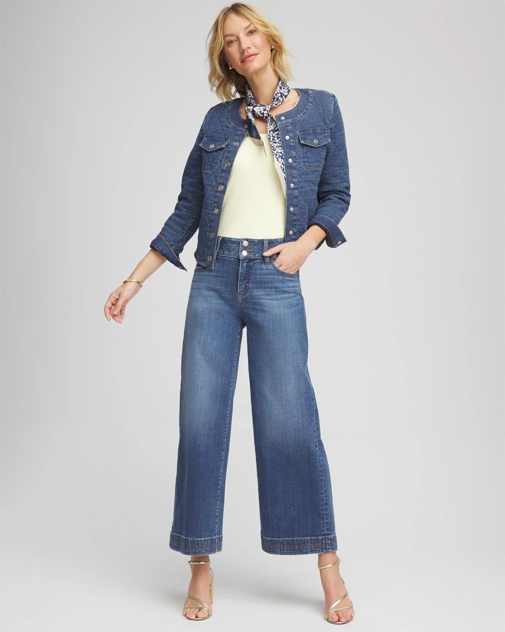 Chico's Clothing Double Stitch Wide-Leg Cropped Pants
