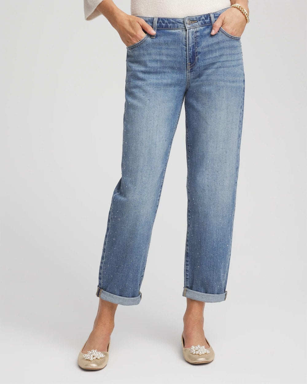 Chico's Clothing Dewdrop Boyfriend Cropped Jeans