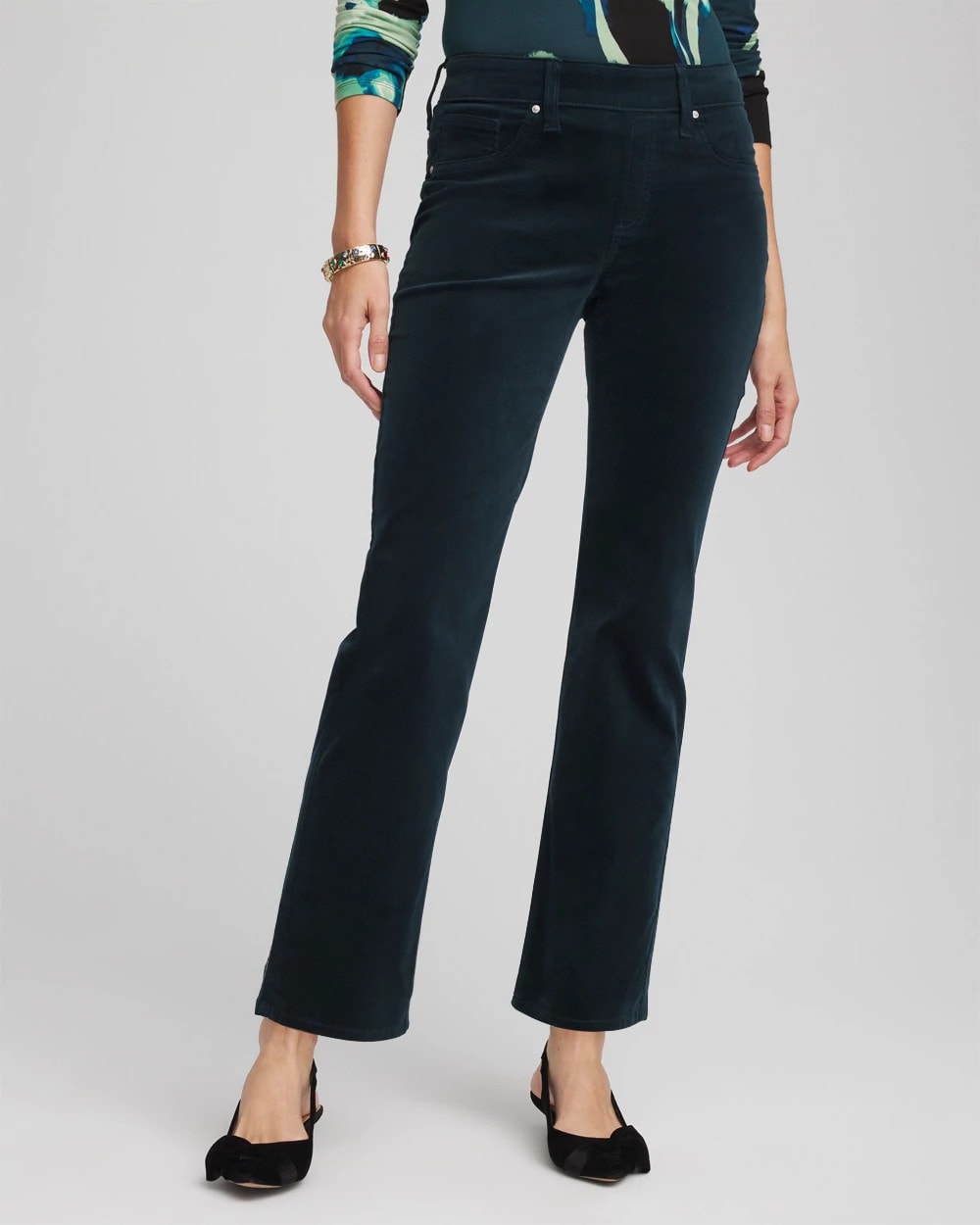 Chico's Clothing Velveteen Pull-On Flared Jeans