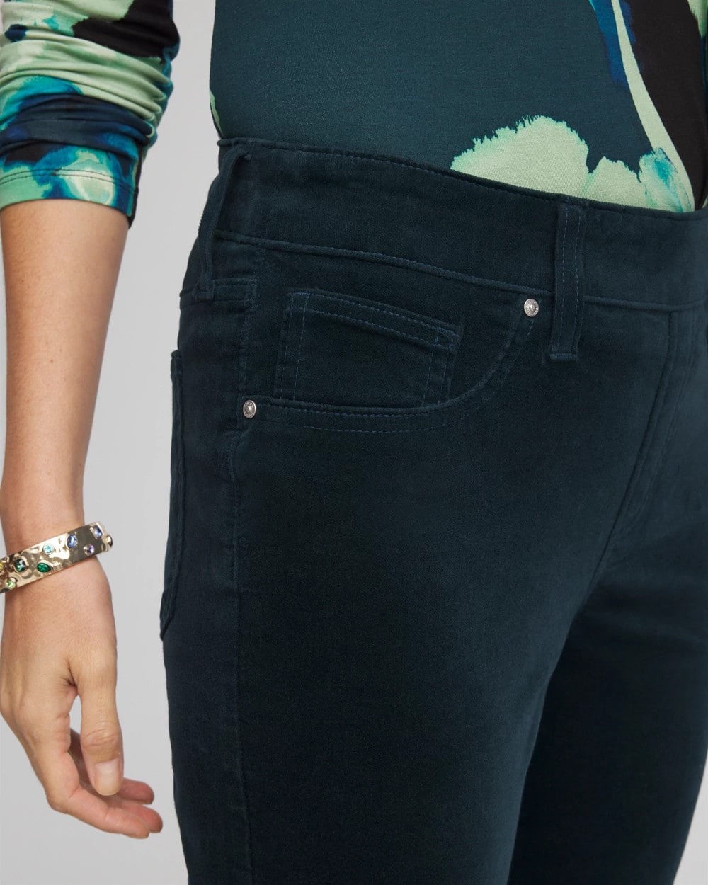 Chico's Clothing Velveteen Pull-On Flared Jeans
