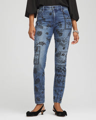 Chico's Clothing Mixed-Media Girlfriend Slim Ankle Jeans