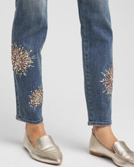 Chico's Clothing Embellished Starbursts Girlfriend Slim Ankle Jeans