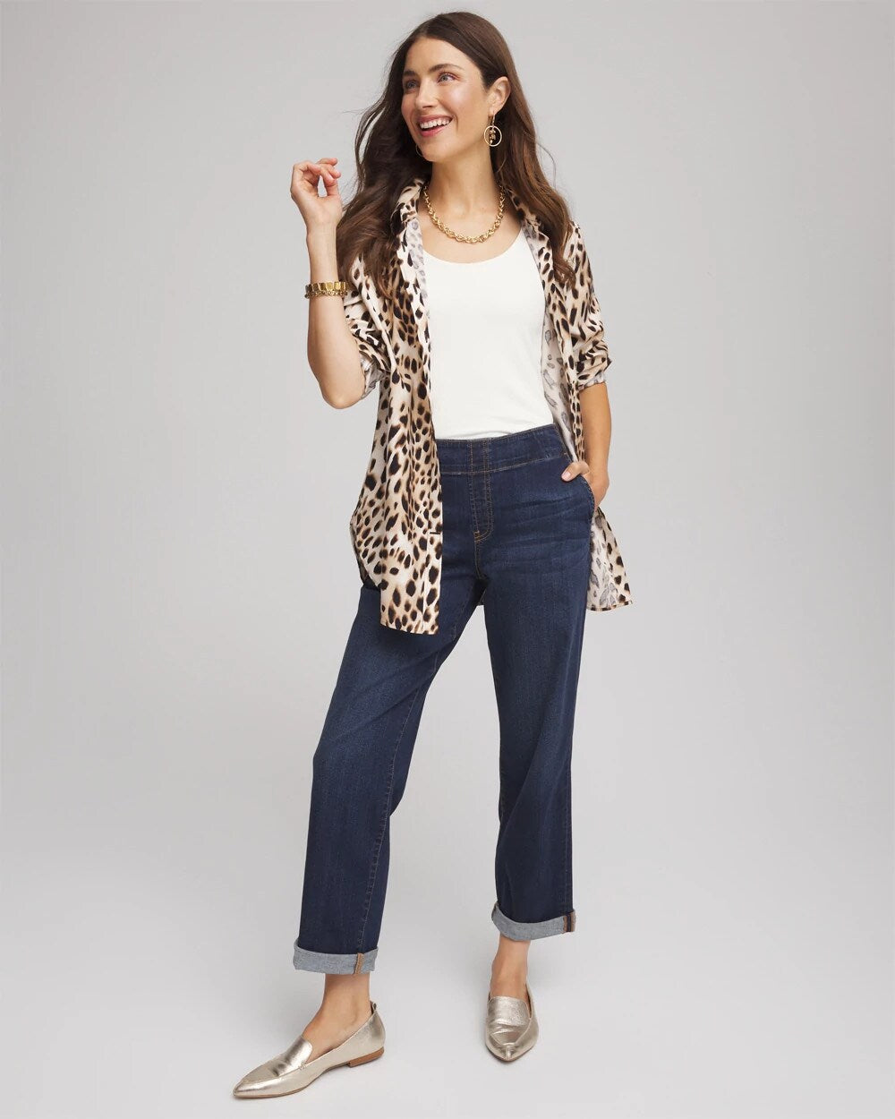 Chico's Clothing Pull-On Boyfriend Cropped Jeans