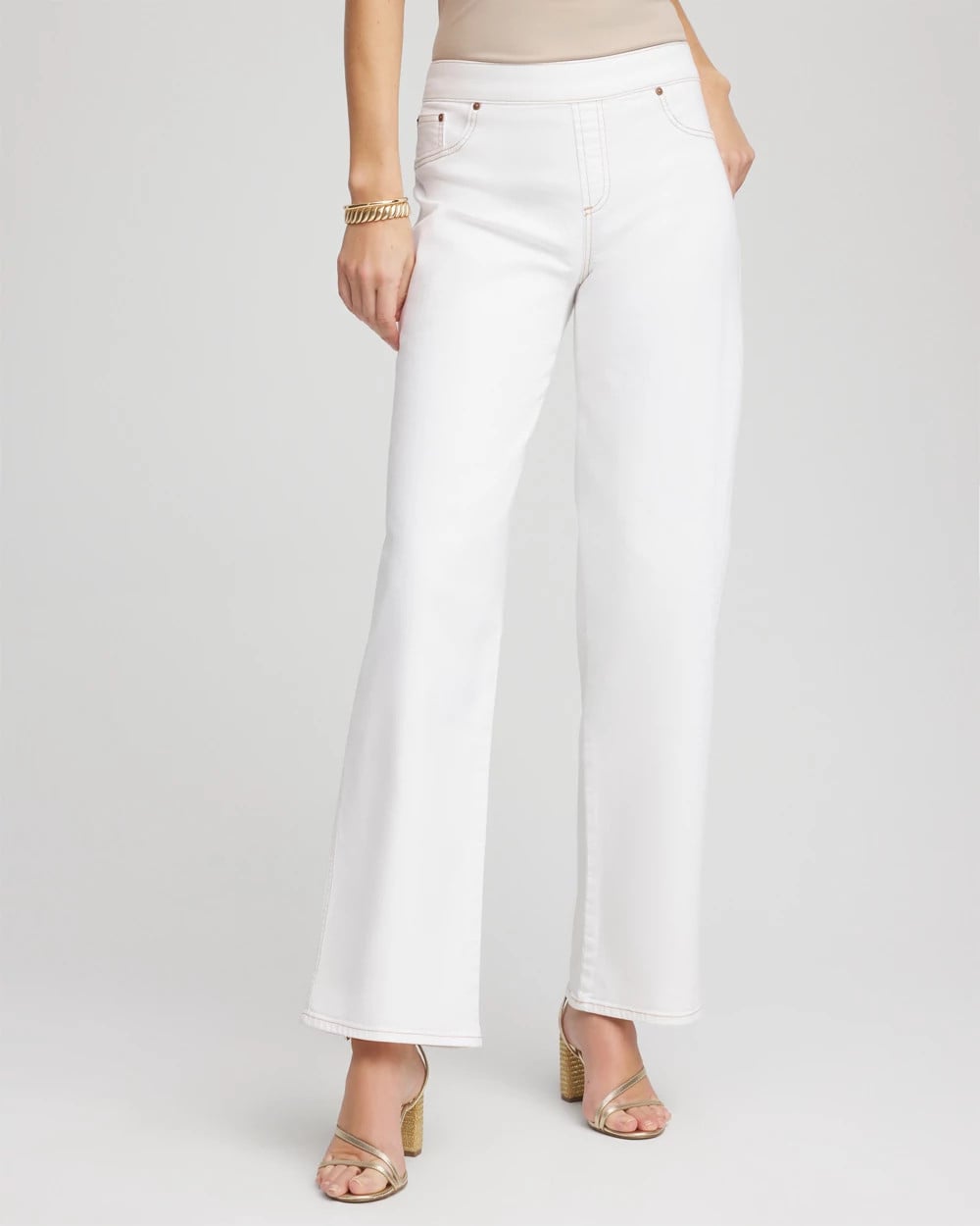 Chico's Clothing Seeded Pull-On Wide-Leg Jeans